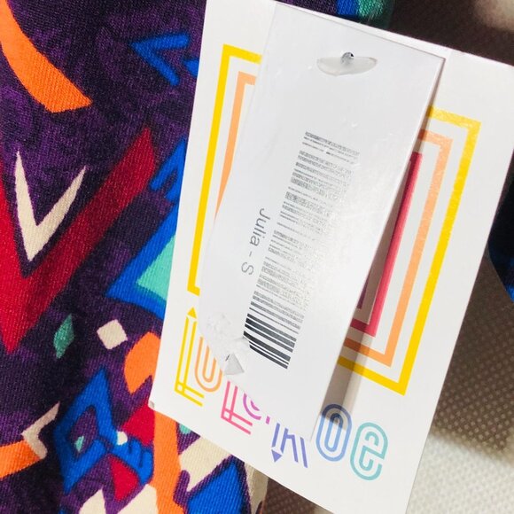 lularoe Julia dress short sleeve geometric blue orange red size s READ new - Picture 6 of 10